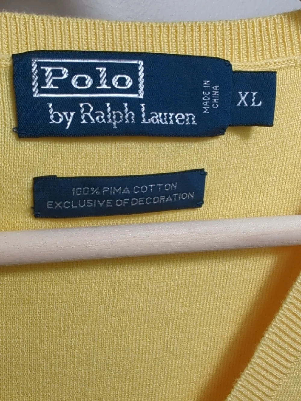 Vintage 90s Polo Ralph Lauren Yellow Pima Cotton Knit Sweater Vest Navy Pony XL‎